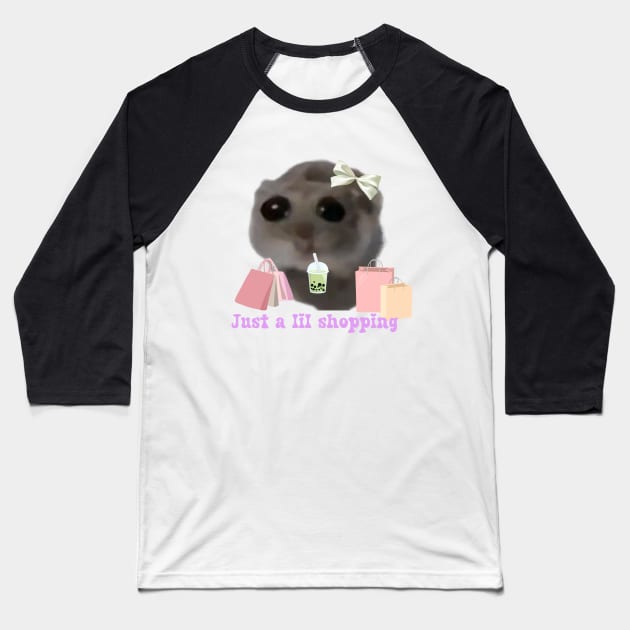 Sad hamster Just a lil shopping Baseball T-Shirt by suzanoverart